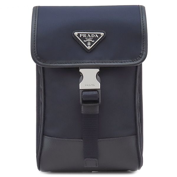 プラダ PRADA ショルダーバッグ Re-Nylon レザー スマホケース ナイロン テスート サフィアーノ ブルー シルバー金具 紺 携帯 フォンケース 2ZH109 箱