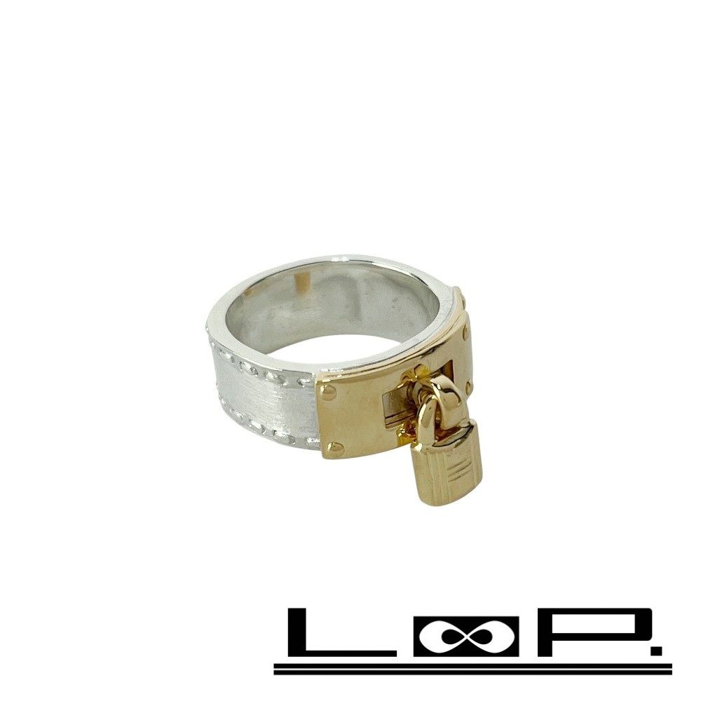 新同 磨き済 エルメス ケリー カデナ リング 指輪 コンビ シルバー ゴールド SV925 YG750 51 441394 9