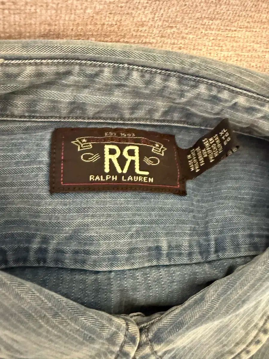 RRA ダブルアールエル Indigo ヘリンボーン ツイル ワークシャツ xl