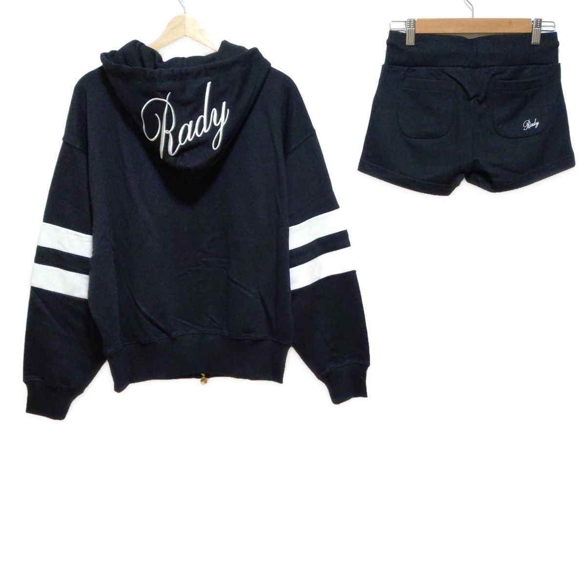 Rady レディ レディースパンツセットアップ レディース - 黒×白 ウエストゴム ジップアップ