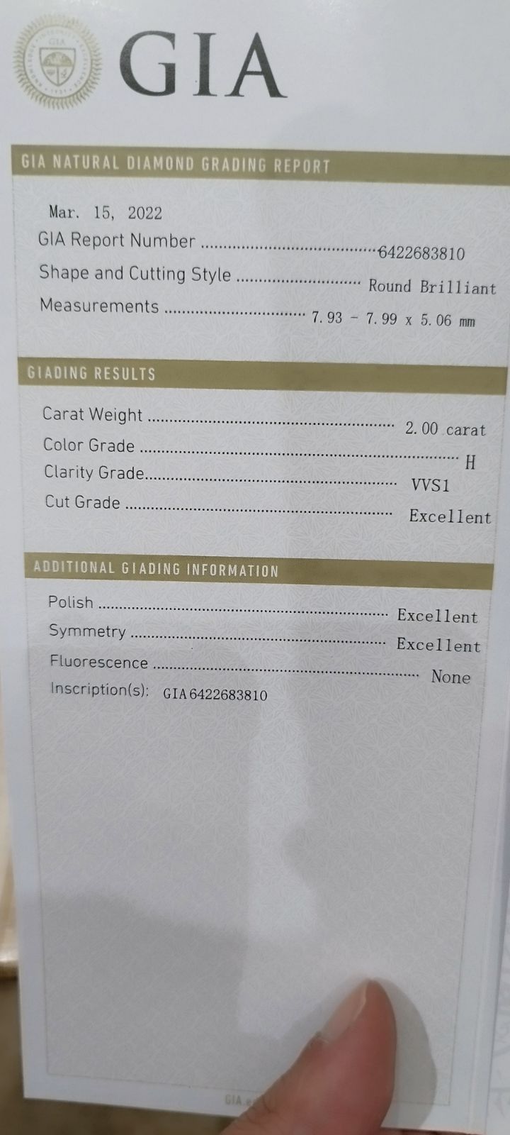 J18 参考価格980000円 GIA鑑定書付き pt950 2.00ct CTF刻印あり ダイヤモンドリング クラリティ VVS1 カラー H 周大福ブランド 指輪