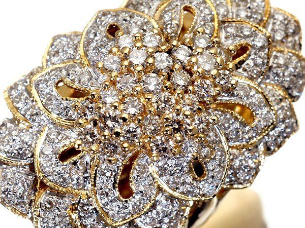 ジュエリー 絢爛豪華 超豪華な輝き 上品 上天然ダイヤモンド3.98ct 超 K18YGリング h7963vgl 送料無料