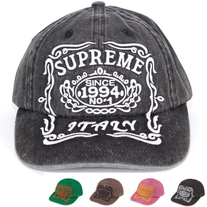 Supreme シュプリーム イタリー 6パネル キャップ フリーサイズ Italy 6-Panel Cap ウォッシュ加工 ロゴ刺繍 ベースボール 帽子 ハット メンズ レディース ユニセックス 本物 売れ筋