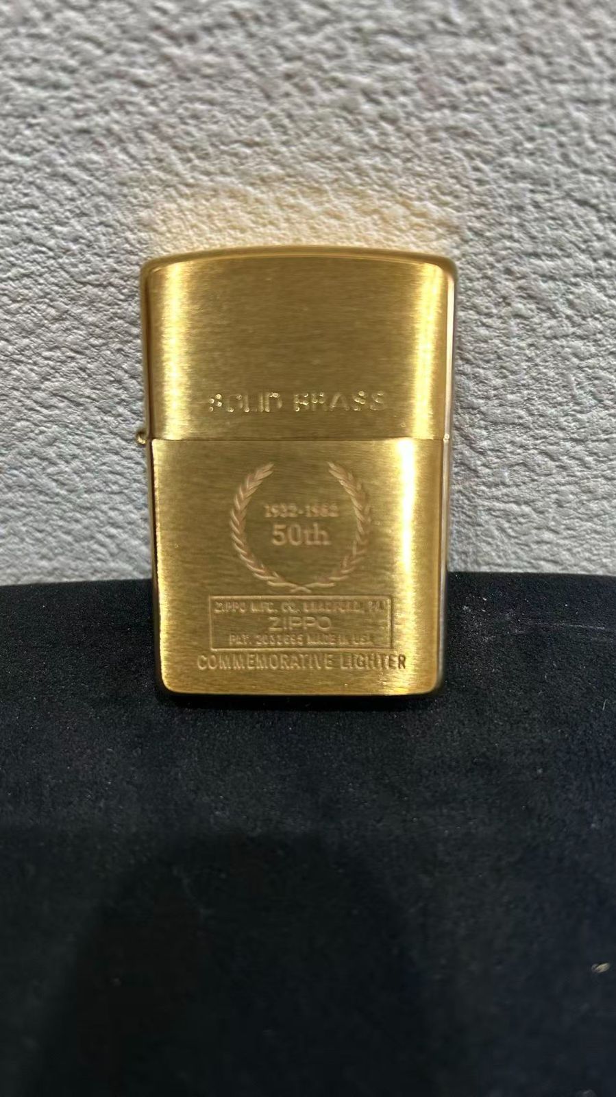 ZIPPO ジッポ 50th SOLID BRASS ソリッドブラス 真鍮 COMMEMORATIVE 喫煙グッズ オイルライター ゴールド ケース付き メンズ