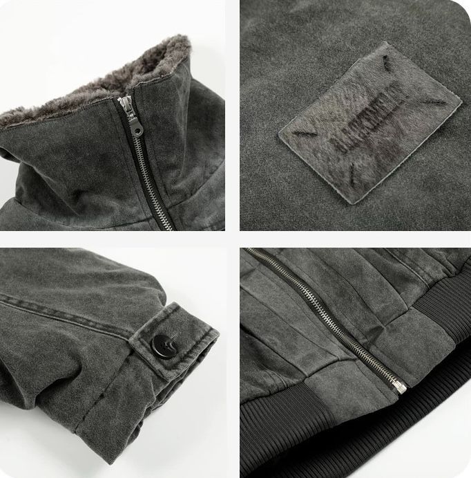 スタンドカラー デニム中綿ジャケット