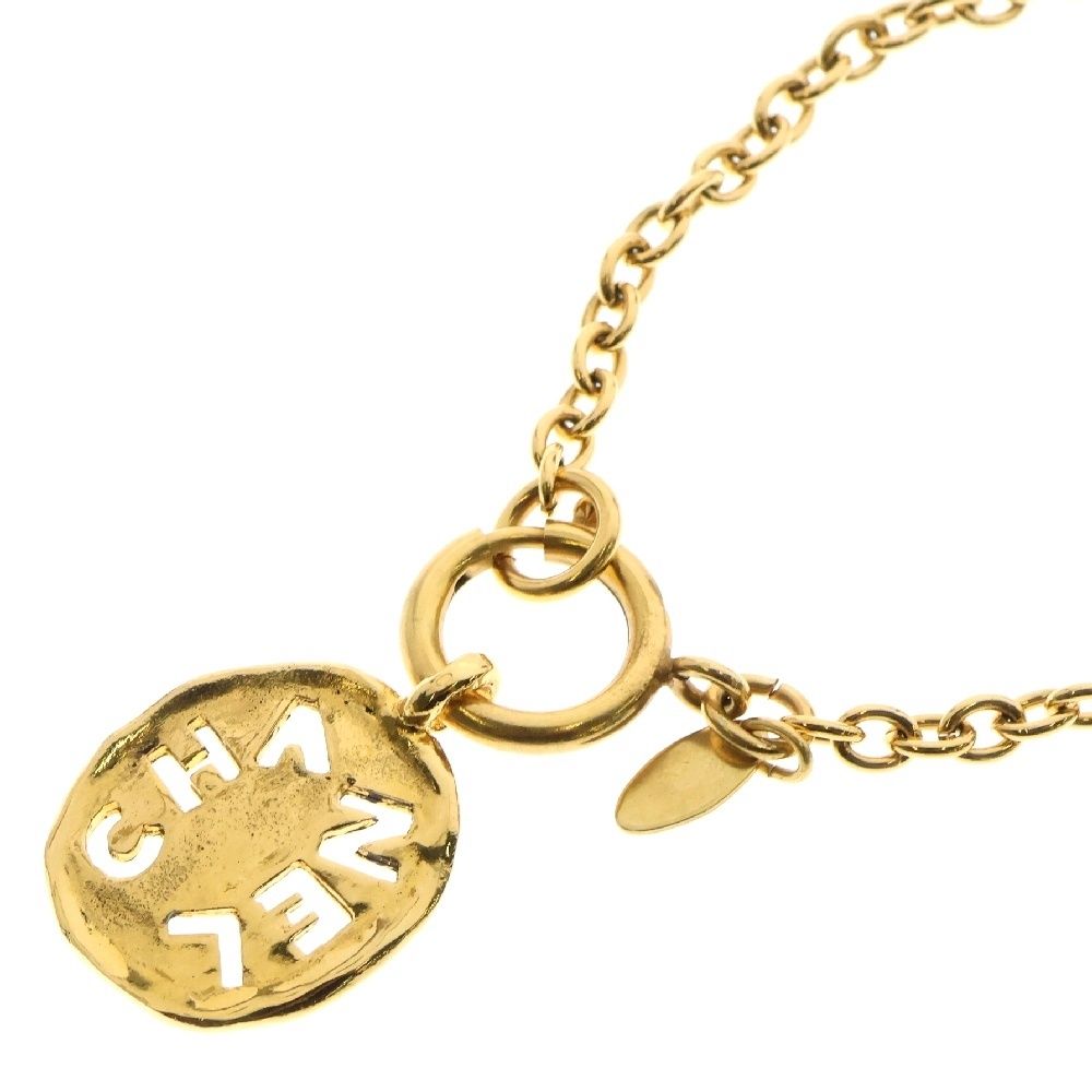 CHANEL (シャネル) ロゴプレート ネックレス ゴールド GP ヴィンテージ
