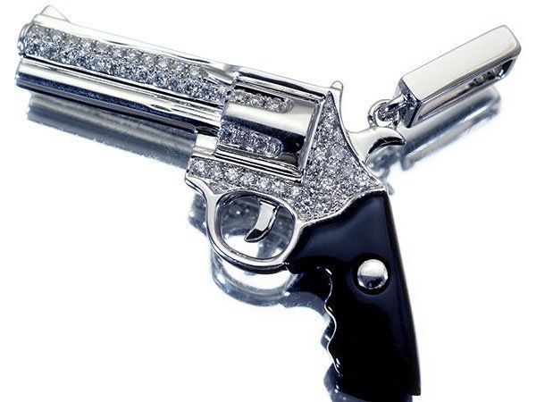 ジュエリー 超COOLピストルデザイン 天然ダイヤモンド0.50ct 超 K18WGペンダントヘッド h7964ium 送料無料