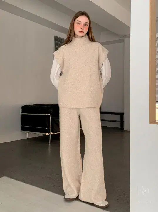 バスカラ ウール ニットベスト セットアップ 3COLOR