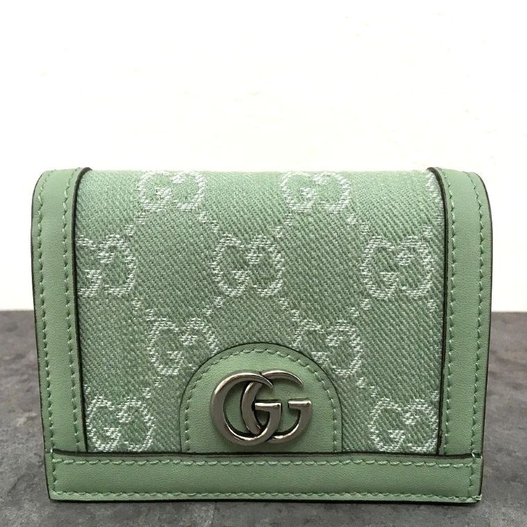み ♥品 GUCCI コンパクトウォレット 523155 グリーン き 497