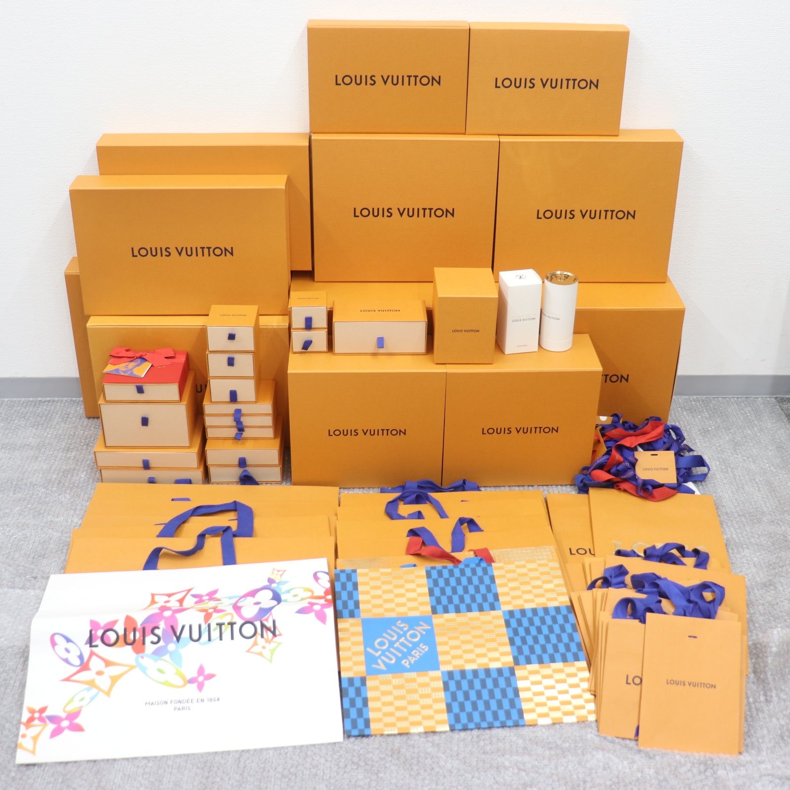 IT0VQ1PP4K2O LOUIS VUITTON ルイヴィトン BOX 空き箱 ショッパー 純正 紙袋 リボン オレンジ ブランド まとめ 紙袋36枚 箱30個
