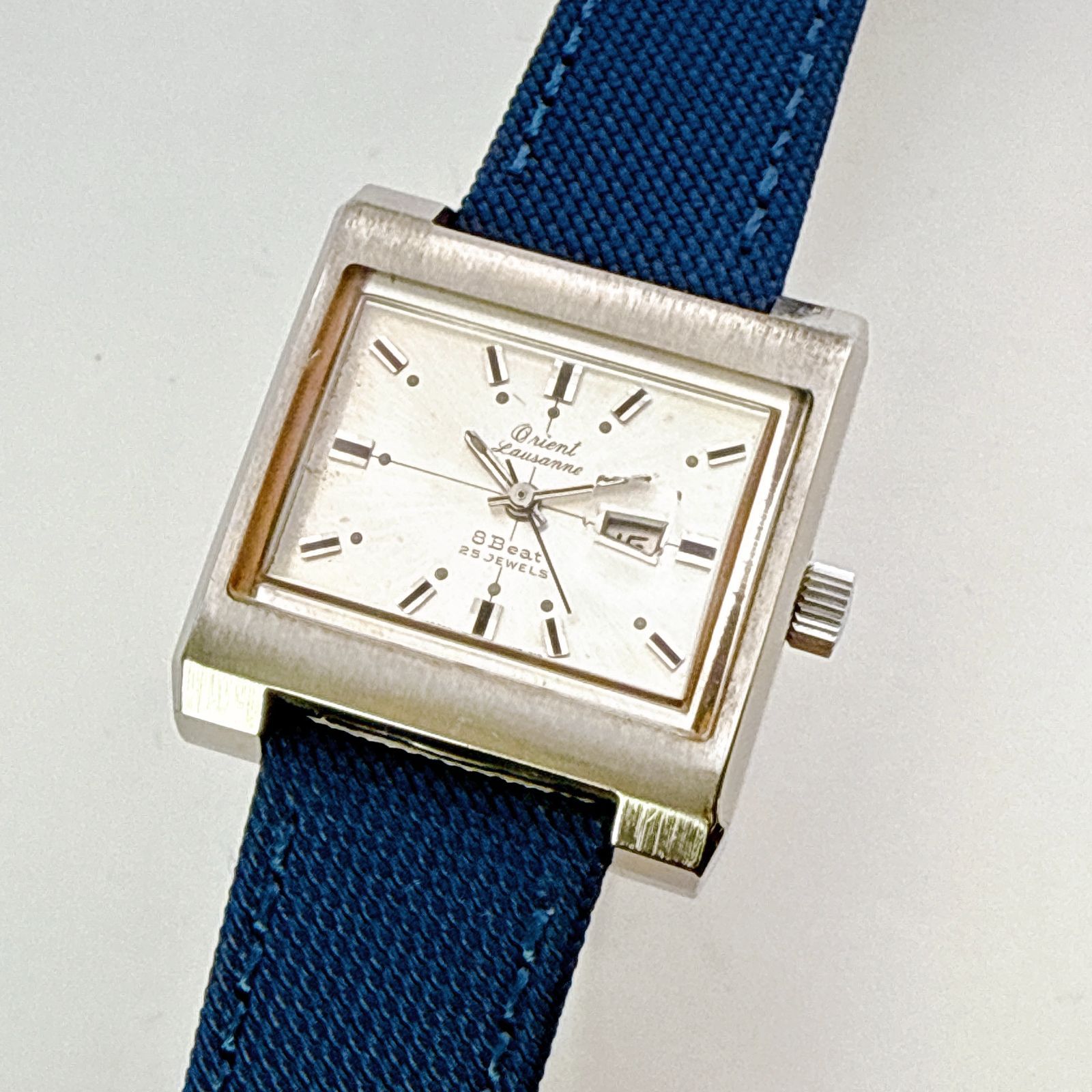 B 050 ヴィンテージ ベルト ORIENT Lausann オリエント ローザンヌ 手巻き機械式 横長レクタンギュラーケース メンズウォッチ