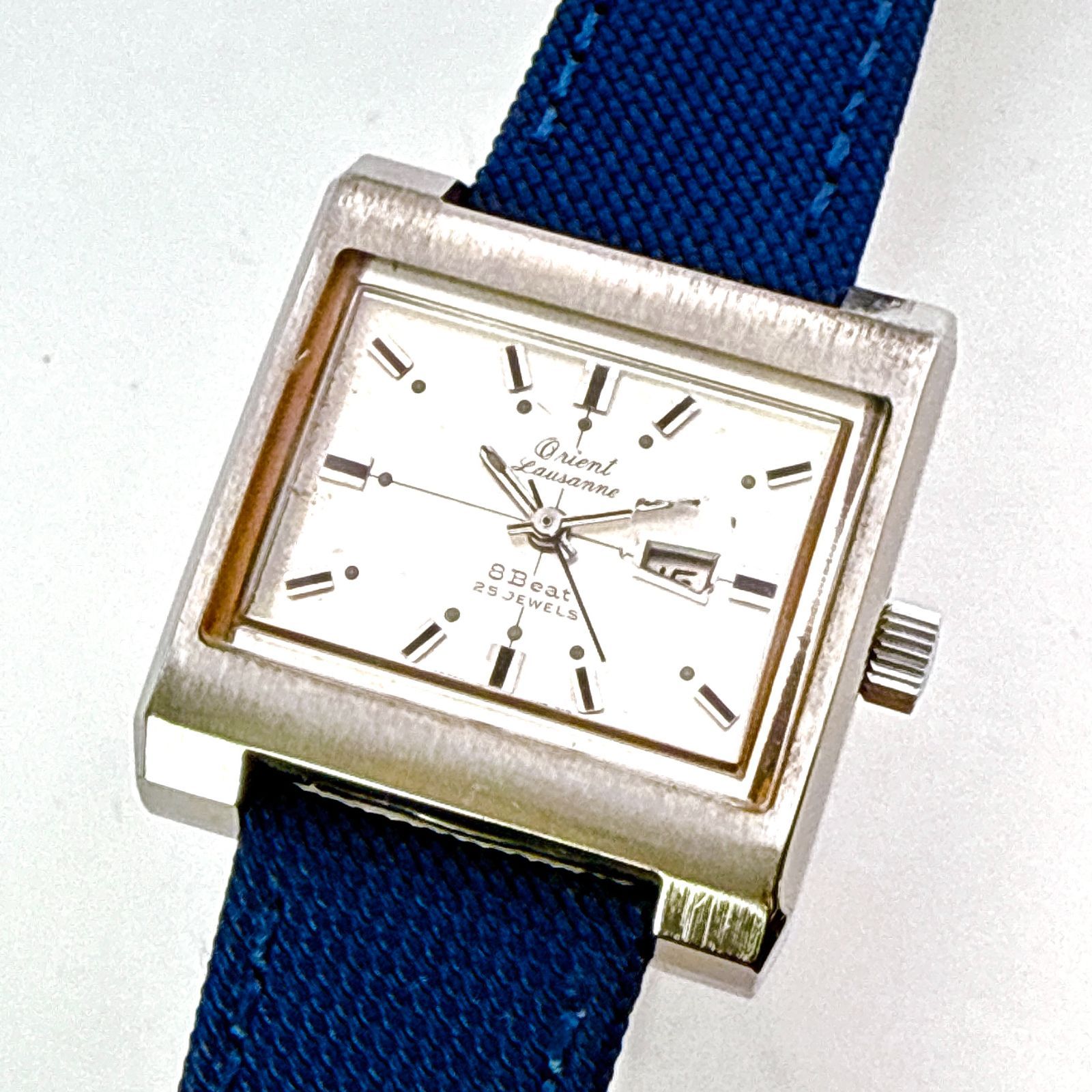 B 050 ヴィンテージ ベルト ORIENT Lausann オリエント ローザンヌ 手巻き機械式 横長レクタンギュラーケース メンズウォッチ