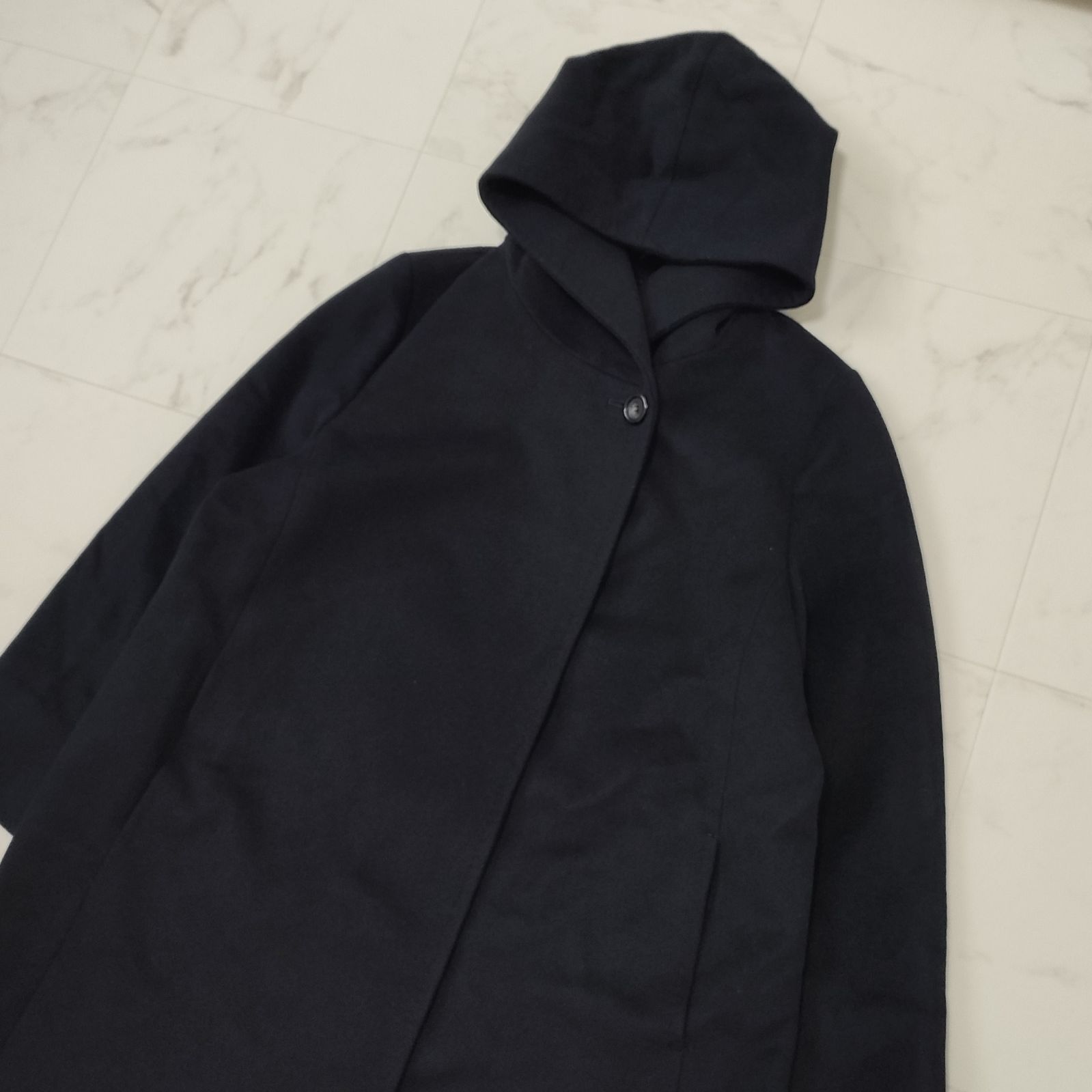 23区 ウールアンゴラビーバーフーデットコート 大きいサイズ44 2XL