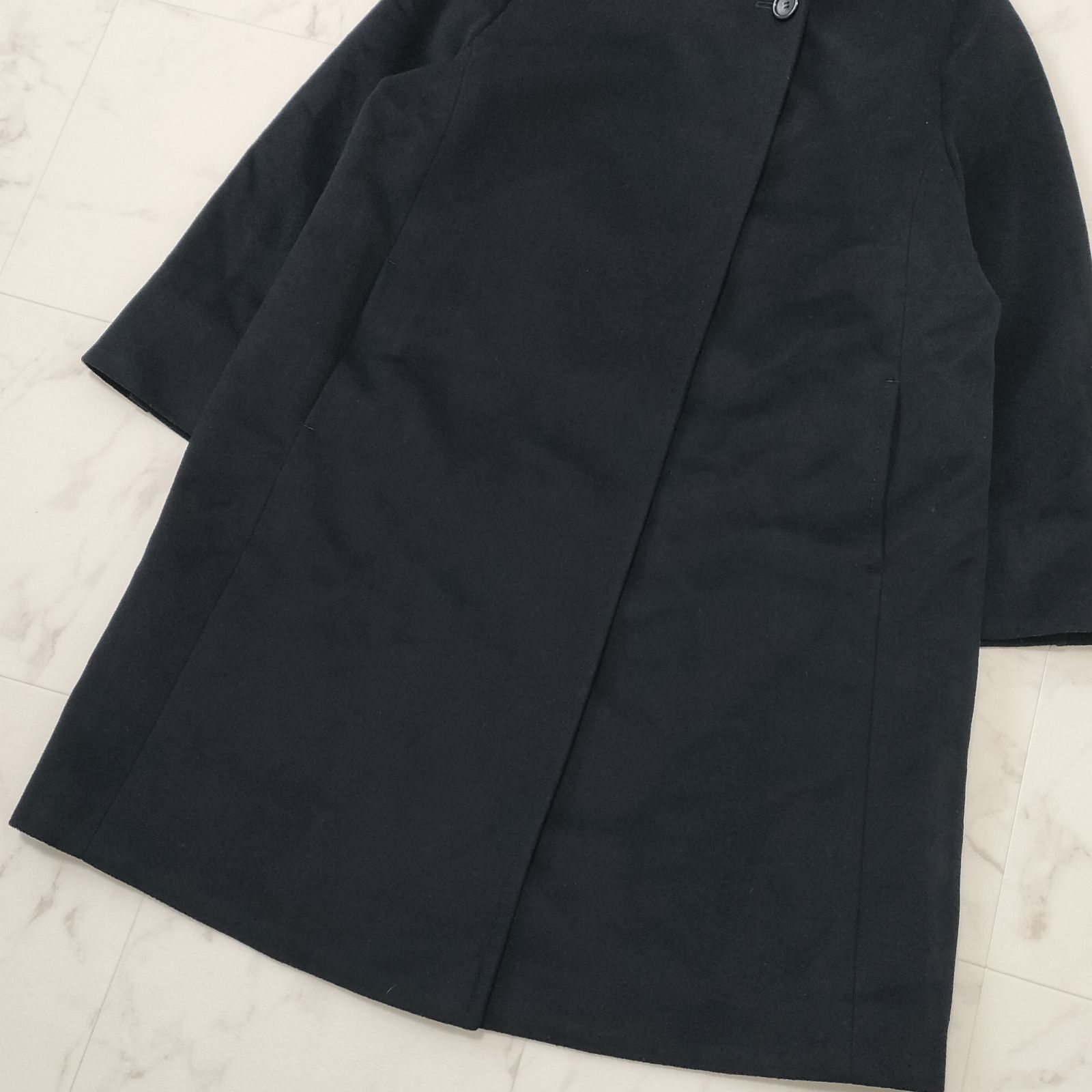 23区 ウールアンゴラビーバーフーデットコート 大きいサイズ44 2XL