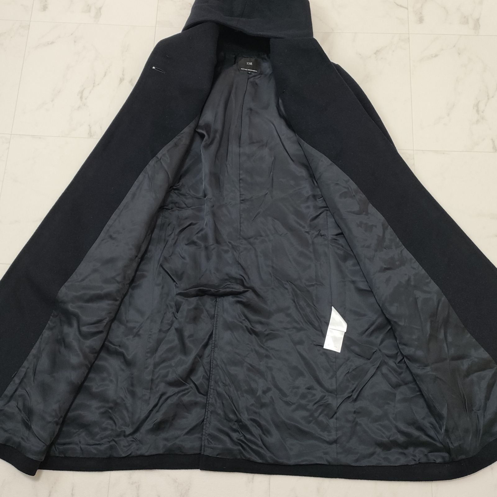 23区 ウールアンゴラビーバーフーデットコート 大きいサイズ44 2XL