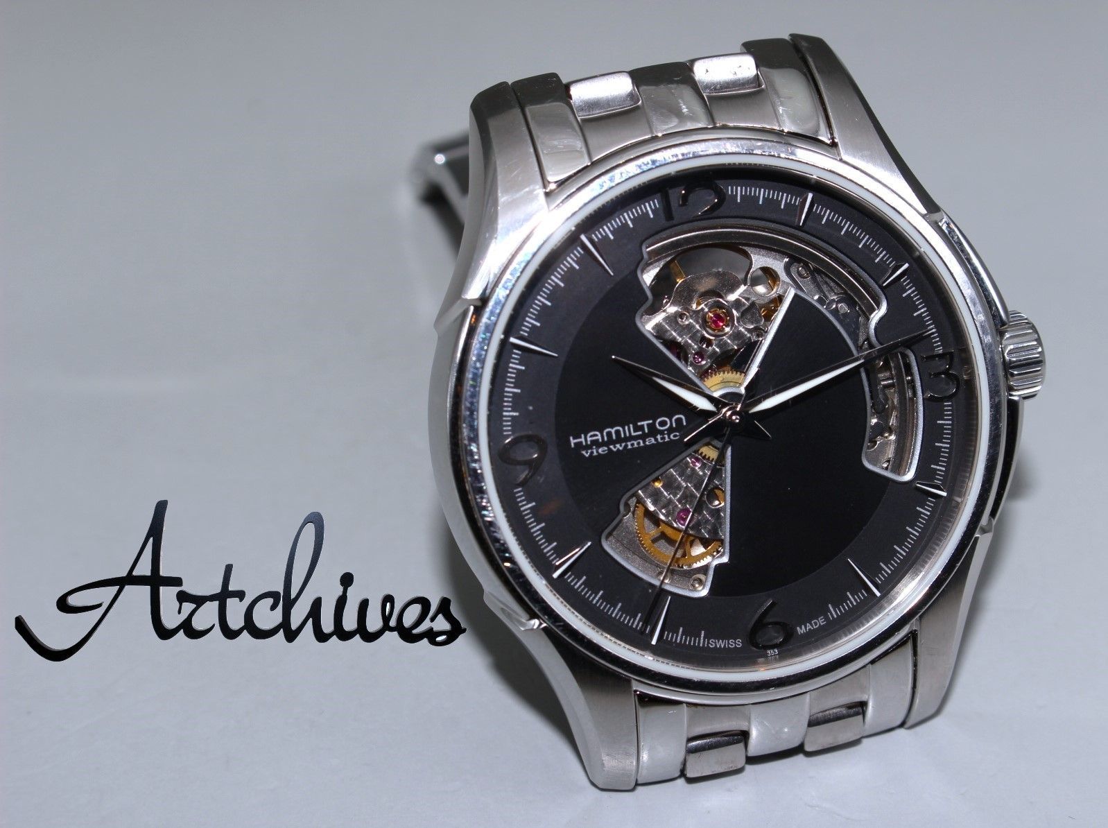 VRW-1435 時計 HAMILTON ハミルトン H325650 ジャズマスター ビューマチック BK文字盤 メンズ 自動巻き 腕時計 稼働品