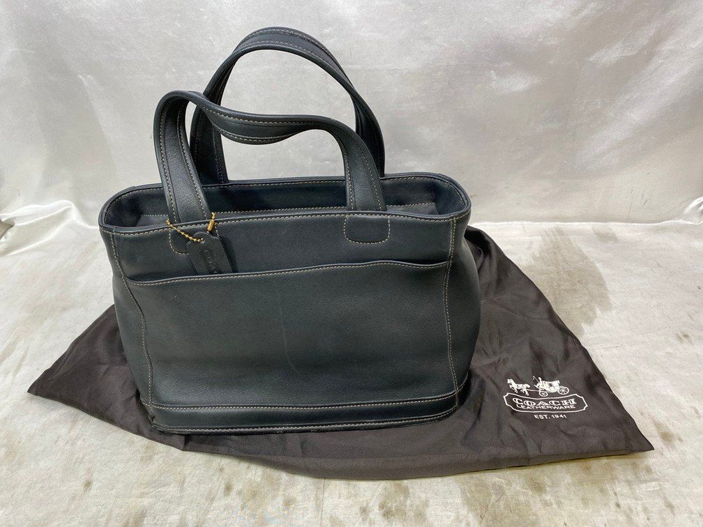 確かな品質。必見！ OLD COACH オールド コーチ レザーハンドバッグ 9303 保存袋付 カラー ブラック レディース