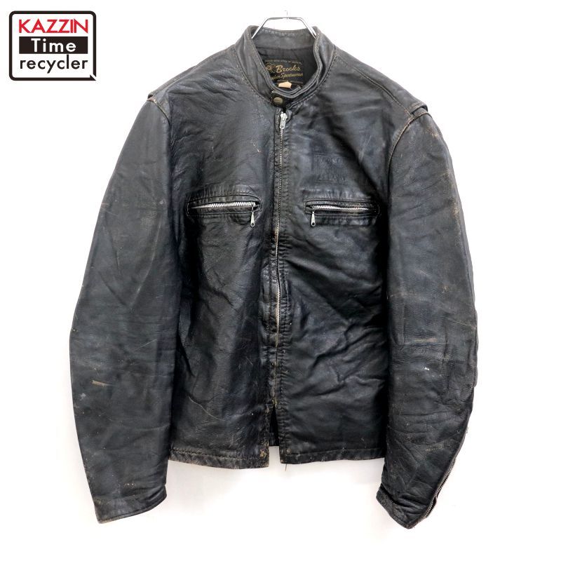 60s vintage BROOKS シングルライダース レザージャケット メンズ 表記