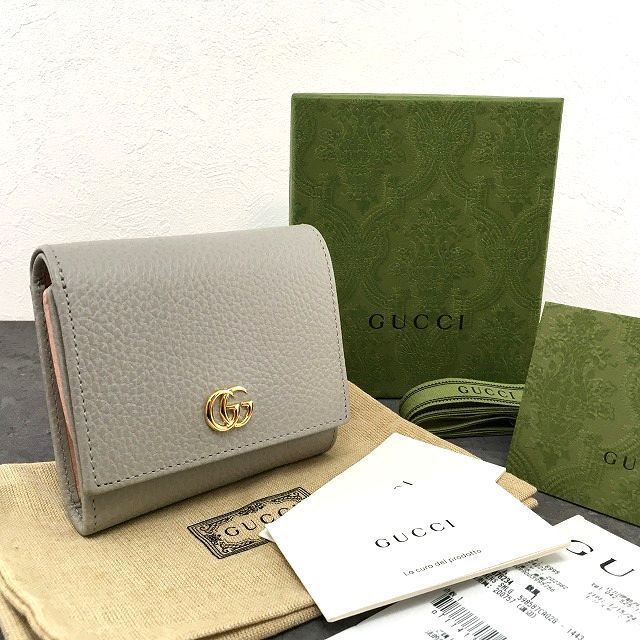 185 送料込み ♥品 GUCCI コンパクトウォレット 598587 ライトグレー き