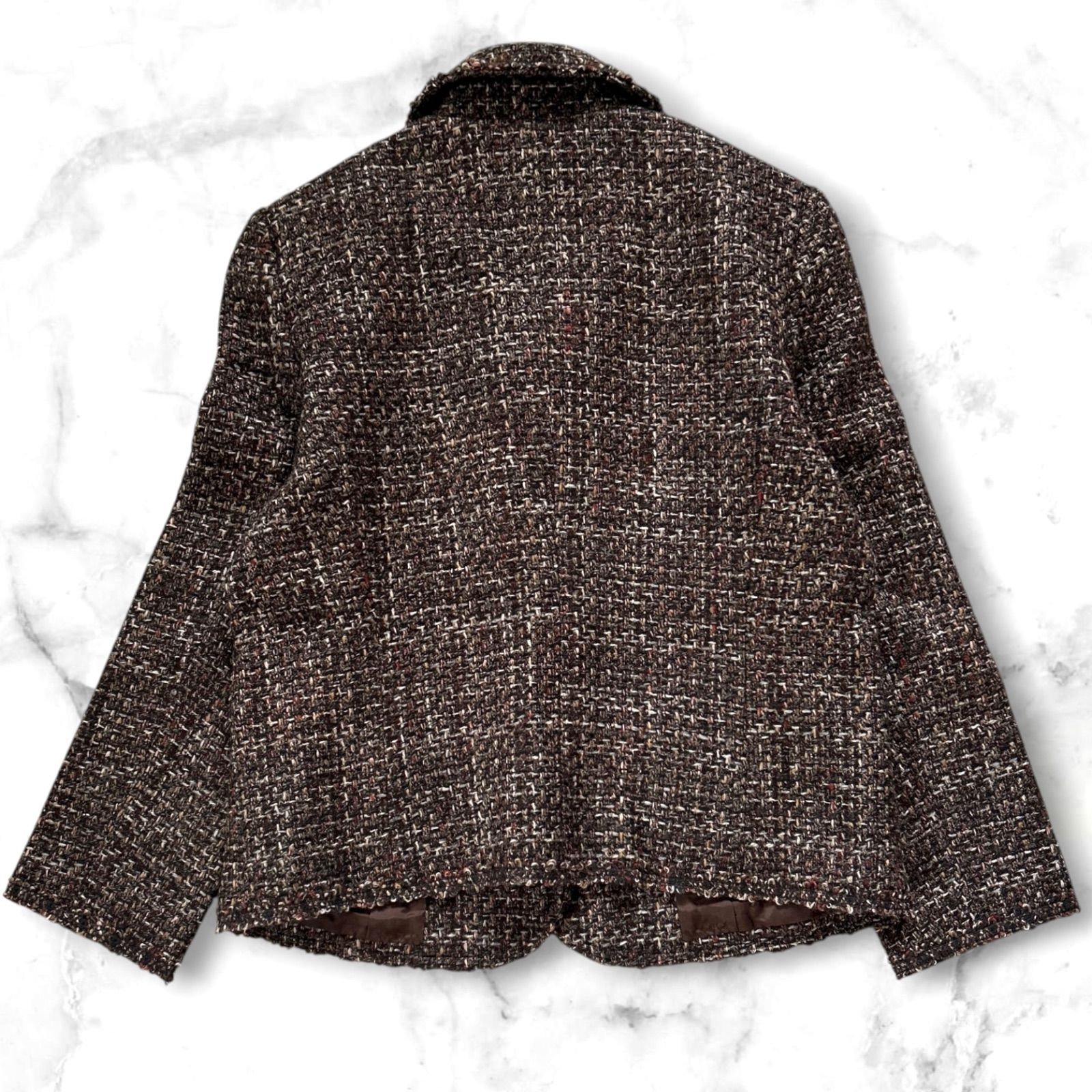 美品】 Leilian ウールツイードジャケット ボタン 9 ブラック 美品 