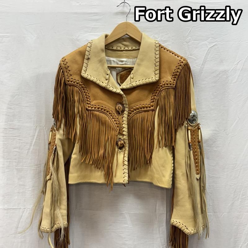 古着 Fort Grizzly ARIZONA TERR. 編み込み レースアップ フリンジ 馬毛 ウエスタン レザー ジャケット レディース M ISItems 古着 50146009