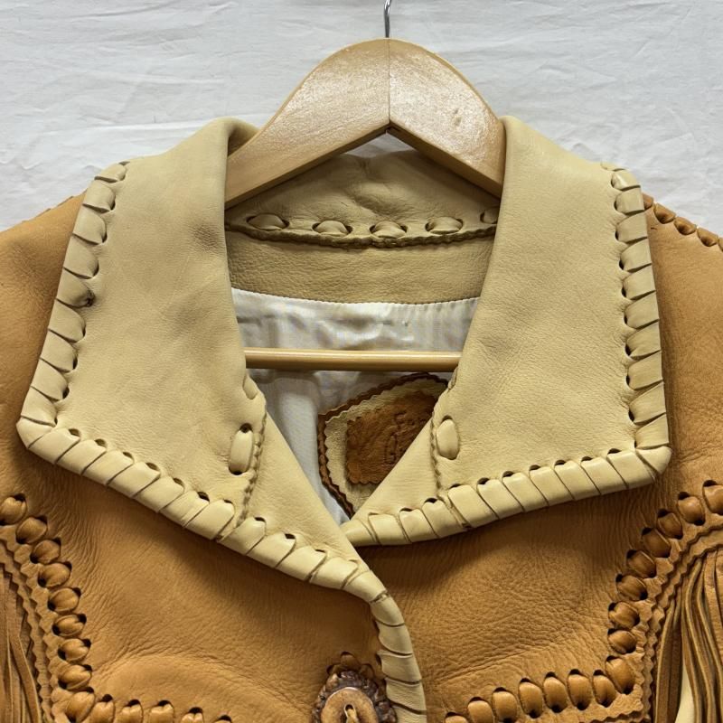 古着 Fort Grizzly ARIZONA TERR. 編み込み レースアップ フリンジ 馬毛 ウエスタン レザー ジャケット レディース M ISItems 古着 50146009