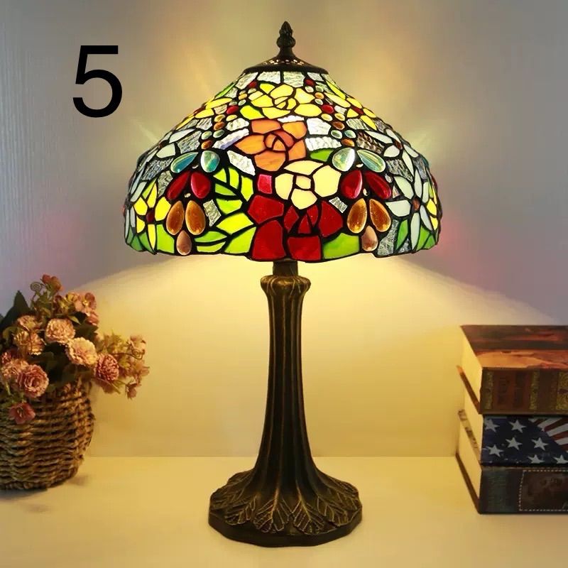 欧風 ティファニー風 ステンドグラス テーブルランプ アンティーク調 寝室 リビング 書斎用 NEXPOTALLINN_EU