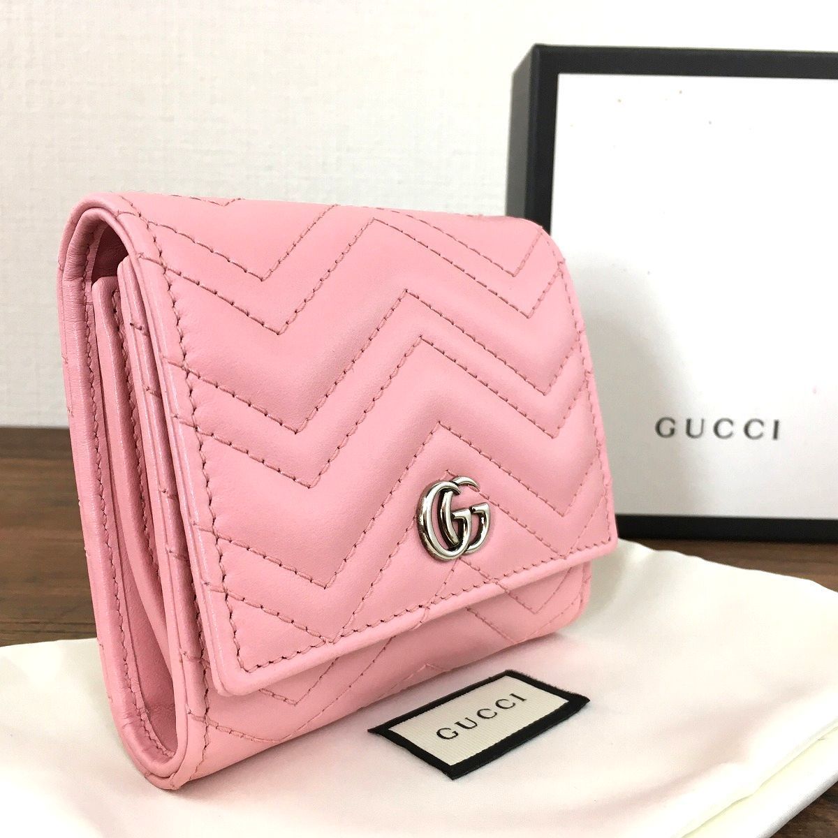 232 送料込み ♥品 GUCCI コンパクトウォレット 598629 プチマーモント ピンク
