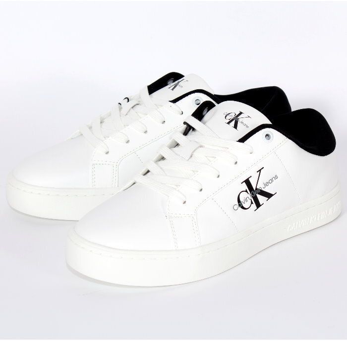 Calvin Klein カルバンクライン レザー スニーカー CLASSIC CUPSOLE LOE LACE UP SNEAKER YM0YM00864 ホワイト|01W CK レースアップ ローカット シューズ 靴 メンズ ユニセックス 本物