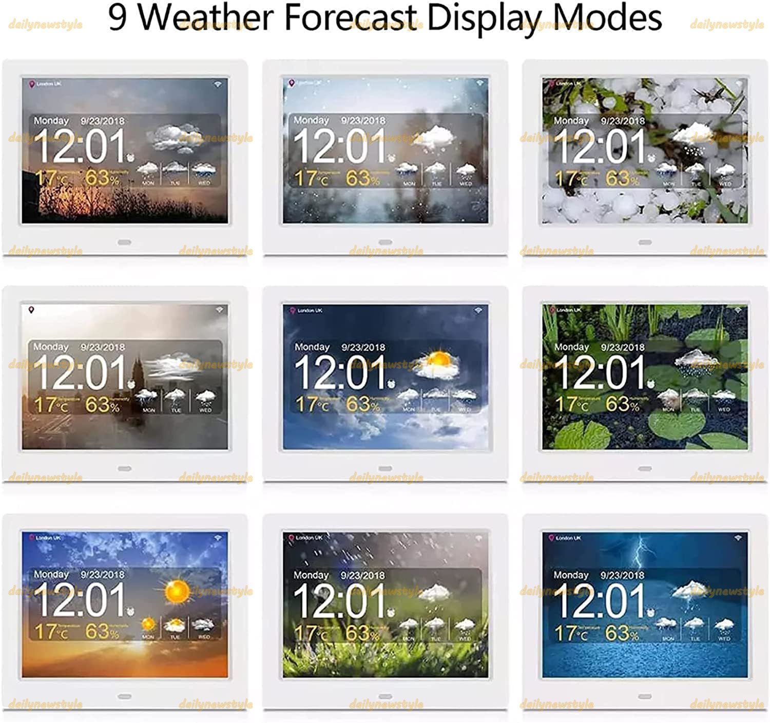 人気推薦◆ワイヤレス気象ステーション 屋内屋外温度計湿度計 カラーLCDディスプレイデジタル温度湿度モニター センサー付き気圧計 5つの目覚まし時計 9つの天気予報表示モード 8インチ MARWIL-DEMENAGEMENTS_CH