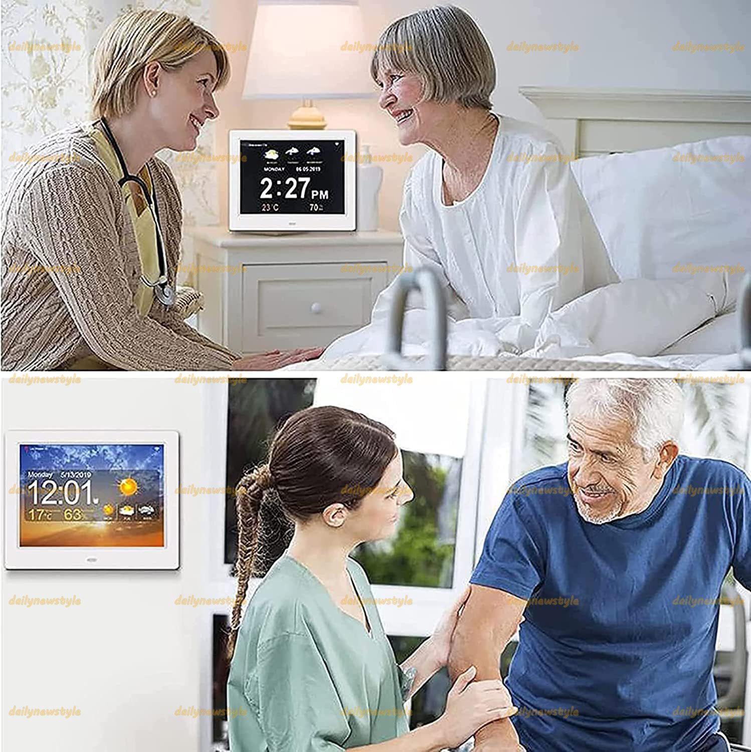 カラーLCDディスプレイデジタル温度湿度モニター センサー付き気圧計