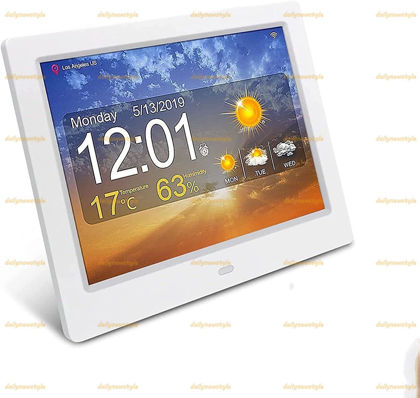 人気推薦◆ワイヤレス気象ステーション 屋内屋外温度計湿度計 カラーLCDディスプレイデジタル温度湿度モニター センサー付き気圧計 5つの目覚まし時計 9つの天気予報表示モード 8インチ