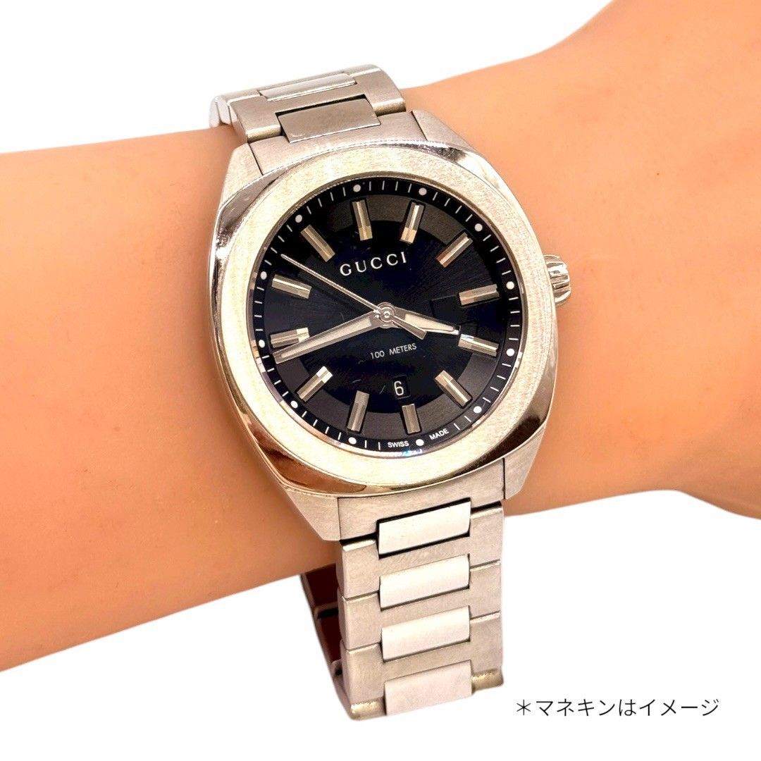  グッチ 腕時計 クォーツ 142 4 SS QZ 黒 文字盤 メンズ GUCCI 自動巻き時計 腕時計(アナログ)