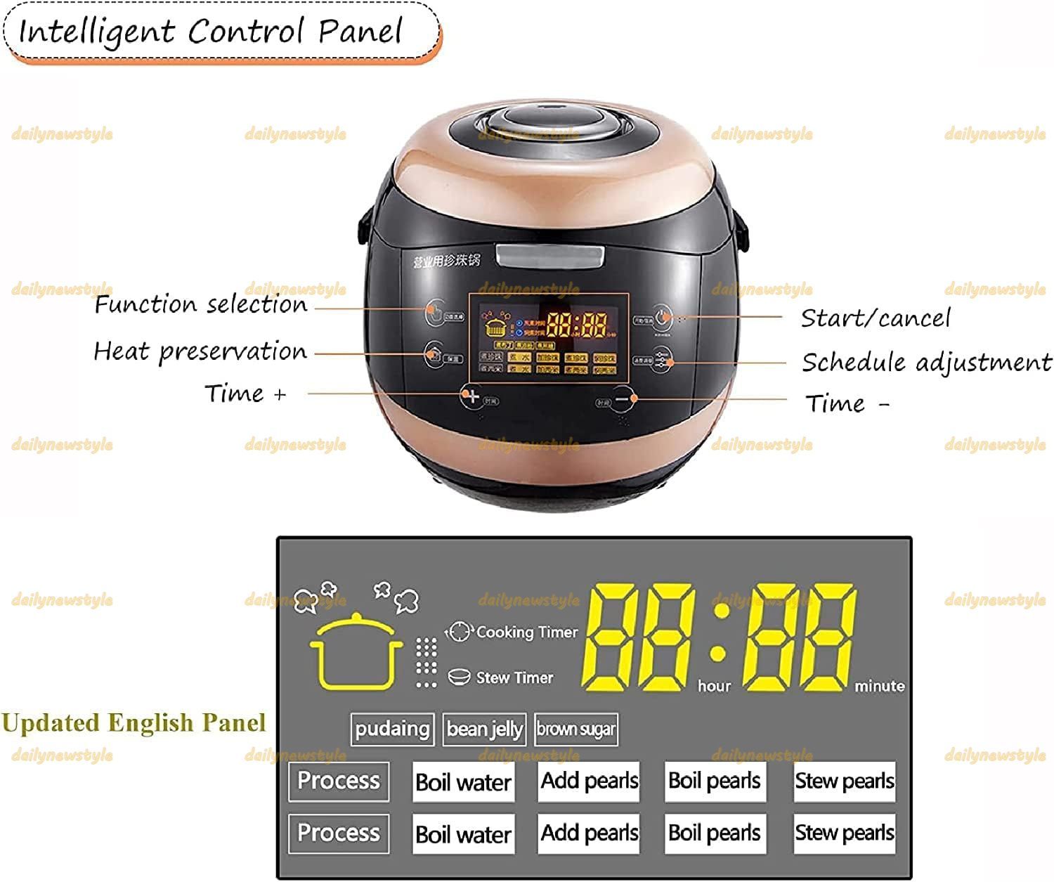 推薦◆自動パールポット 5 L業務用ボバクッカータピオカパールクッカー インサートポットとタッチスクリーン付き ミルクティーショップ レストラン コーヒーショップ用