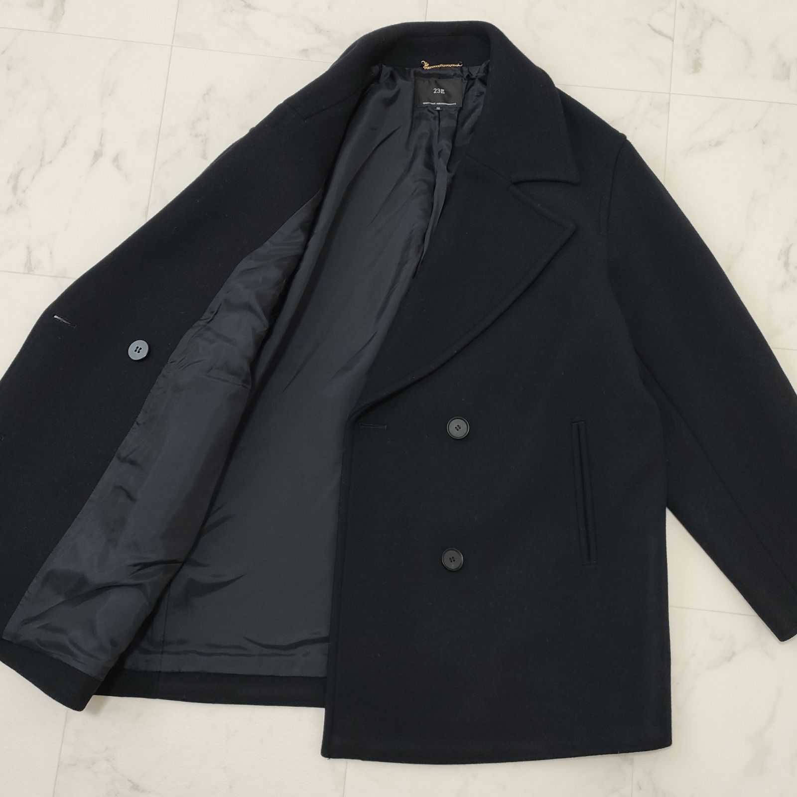 【新品未使用】23区　ソフトメルトン　Ｐコート　ネイビー　大きいサイズ48 ソフトメルトン Pコート | 23区(23KU) | マルイウェブチャネル