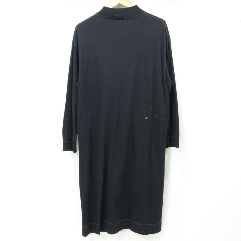 三重本店 45rpm 45アールピーエム ロゴ刺繍ハイネック長袖ワンピース ネイビー サイズ 2 110