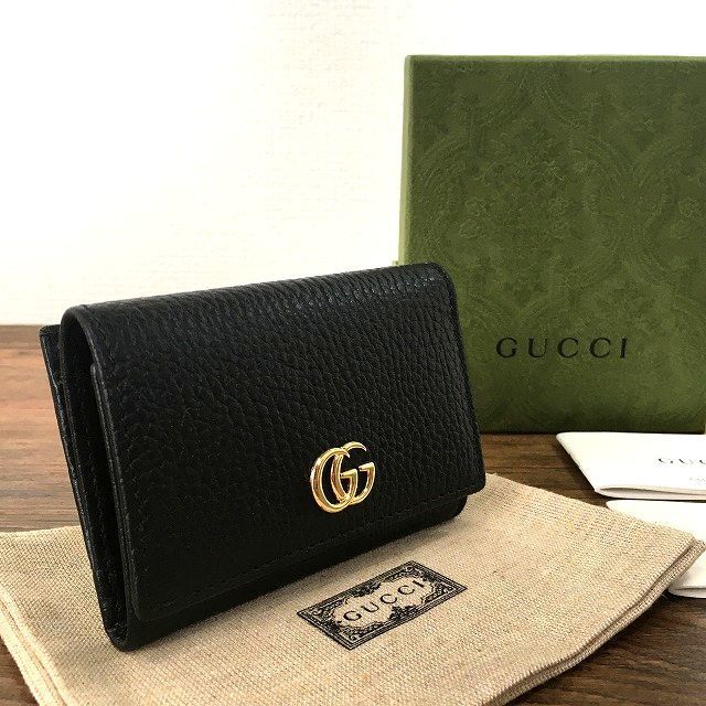 62 送料込み ♥品 GUCCI コンパクトウォレット 644407 ブラック GGマーモント き
