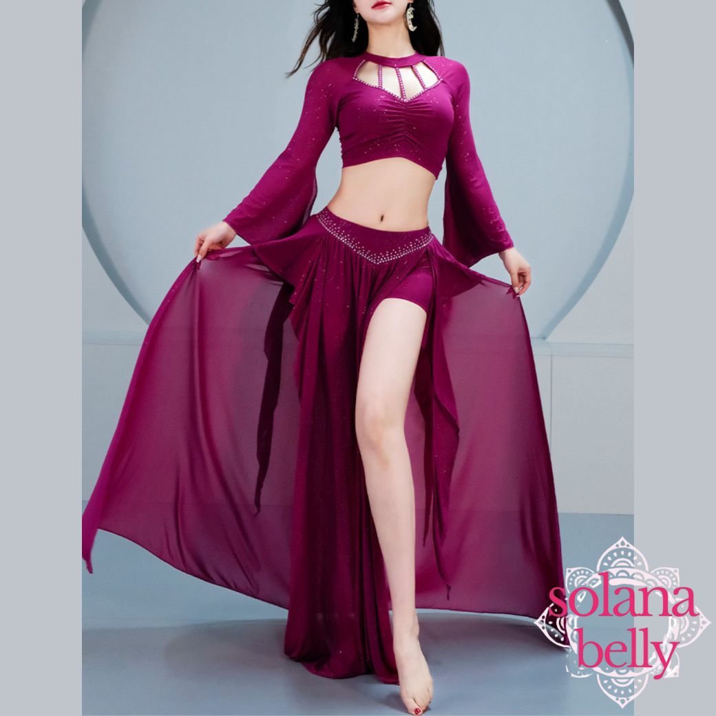 ベリーダンス レッスン着 ビジュー セットアップ ピンク LW0121PK