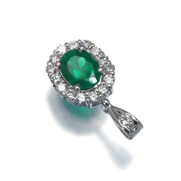 エメラルド 0.51ct ダイヤ ダイヤモンド 0.26ct クラシック ペンダントトップ K18WG 178091