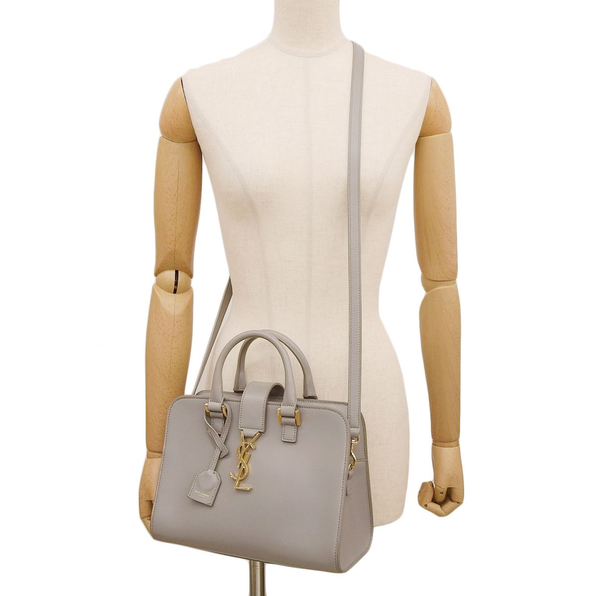 最大60％オフ！ SAINT LAURENT PARIS サンローランパリ ベイビーカバス ハンドバッグ 2WAY ショルダー 肩掛け 斜め掛け レザー グレージュ ゴールド金具 568853 レディース 40802159975 アラモード