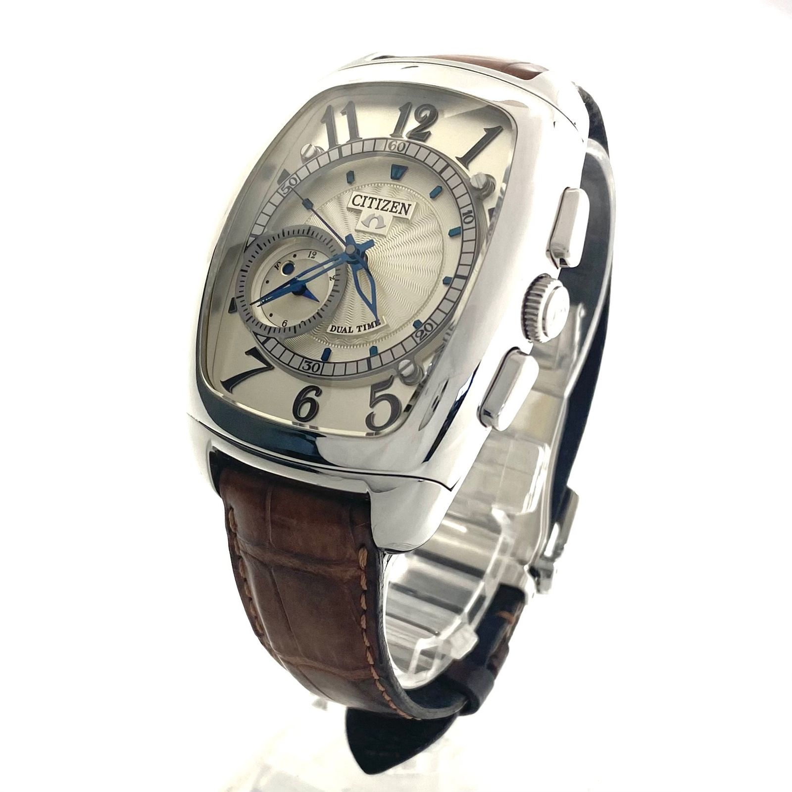 腕時計 メンズ シチズン CITIZEN カンパノラ デュアルタイム CTU 57 0871 7764 T 004237 クォーツ シルバー 革ベルト