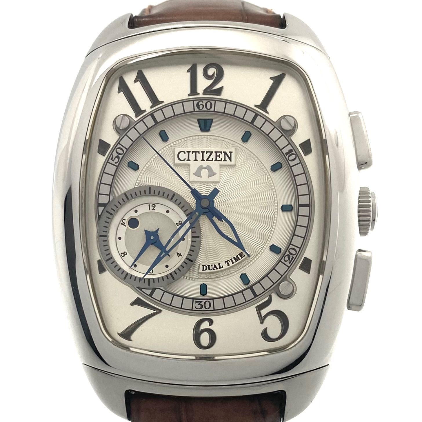 腕時計 メンズ シチズン CITIZEN カンパノラ デュアルタイム CTU57-0871 7764-T004237 クォーツ シルバー 革ベルト