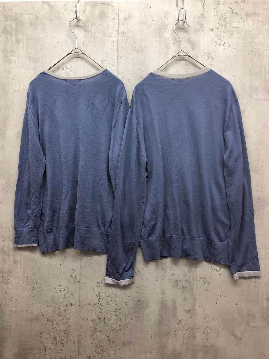 J.PRESS ジェイプレス トリムツインニット カーディガン 2枚セット sizeL サックスブルー系 レディース