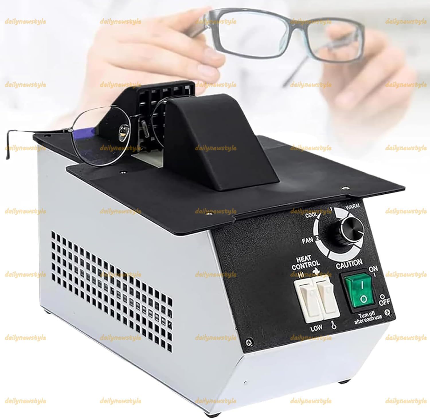 人気推薦◆眼鏡フレームヒーター 1500W光学眼鏡フレーム加熱 温風と冷風は調整 80℃-130℃の温度調整 眼鏡フレームの加熱と調整用