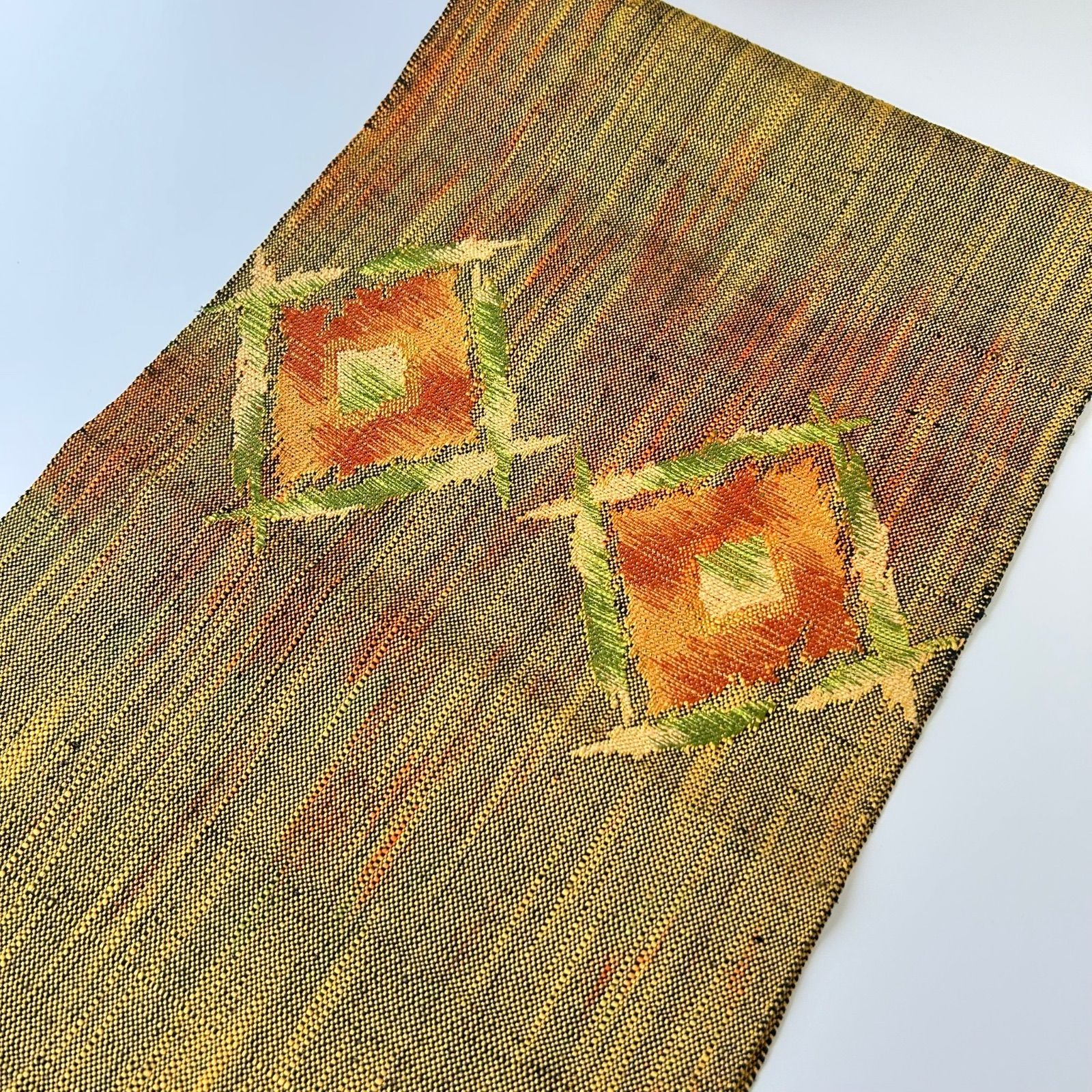 着物帯 ピンクの菱形模様と赤紫色のドットにてんとう虫, image size:1600x1600