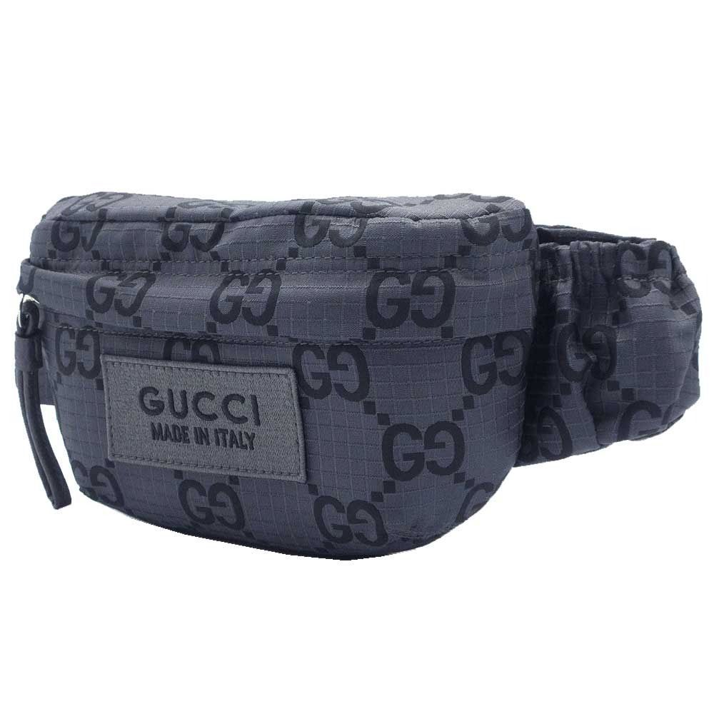 グッチ バッグ ショルダーバッグ GUCCI RIPSTOP GG BELT BAG リップストップ キャンバス ロゴ刺繍 ベルトバッグ ウエストポーチ 767934 FACPM 1246 ダークグレー系 ブティックライン メンズ 送料無料