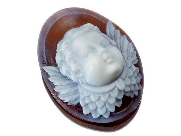 ジュエリー 作家品 サイン刻印有 エンジェルの彫刻 シェルカメオルース 35.4ｍｍ×27.2ｍｍ a2837o 送料無料