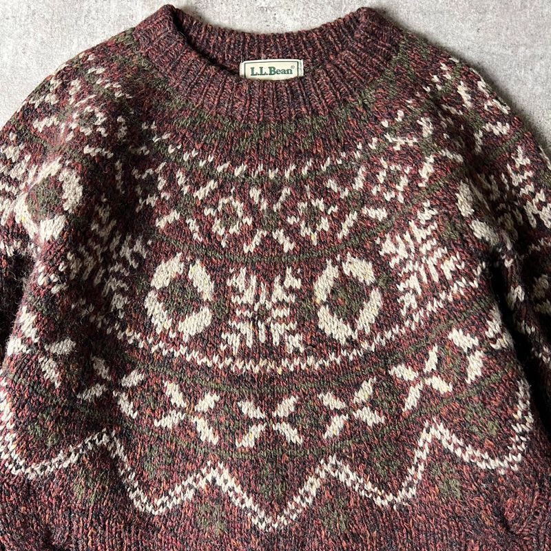 90s LLBean ノルディック 総柄 ウール ニット セーター / 90年代