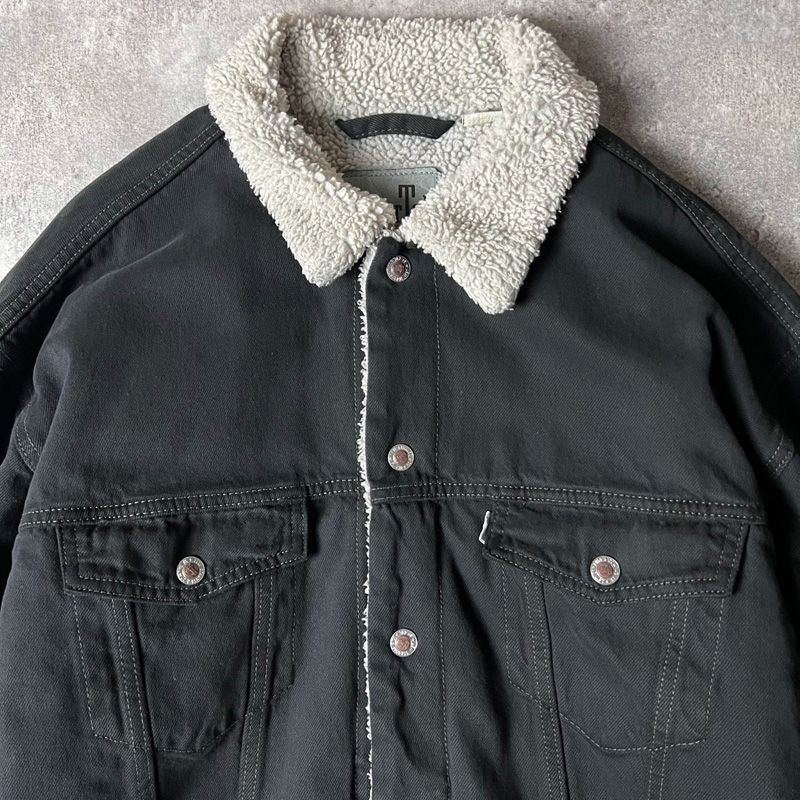 Levis シルバータブ ブラック デニム ボア ジャケット L / リーバイス 