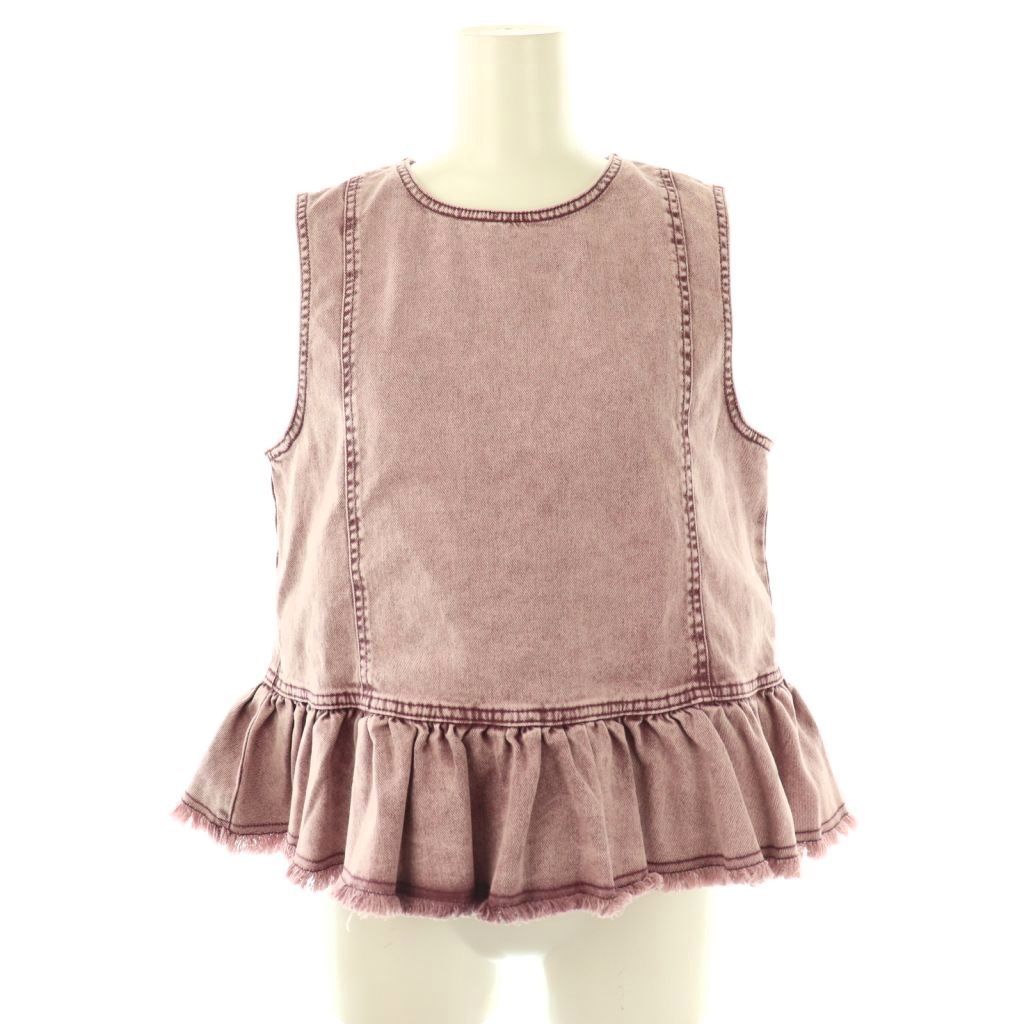 バウム ウンド ヘルガーデン BAUM UND PFERDGARTEN 25SS WASH ツイル デニムノースリーブトップス カットソー 36 ワイン DF OS